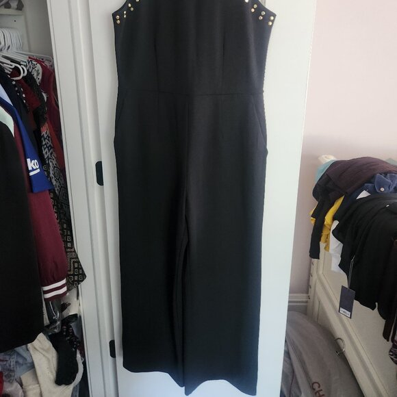 $165 retail-NWOT-Michael Kors Astor Women's Black Crepe Jumpsuit - Size M PETITE - Picture 10 of 16